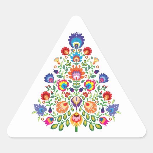 妖精の花々:伝承のクリスマスタペストリー 三角形シール (正面)
