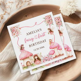 妖精の花の女の子 1歳の誕生日パーティー スタンダードカクテルナプキン