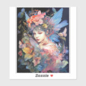 妖精の花の女性ファンタジーアート シール (シート)