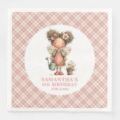 妖精の花の魔法のピンク6歳の誕生日ナプキン (正面)