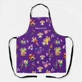妖精の花バタフライキノコ紫のテーマ エプロン (正面)