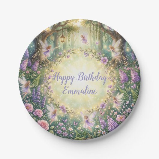 妖精の花園 パープルの誕生日 ペーパープレート (正面)