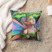 妖精の葉の下の傘クッション クッション (ブランケット)