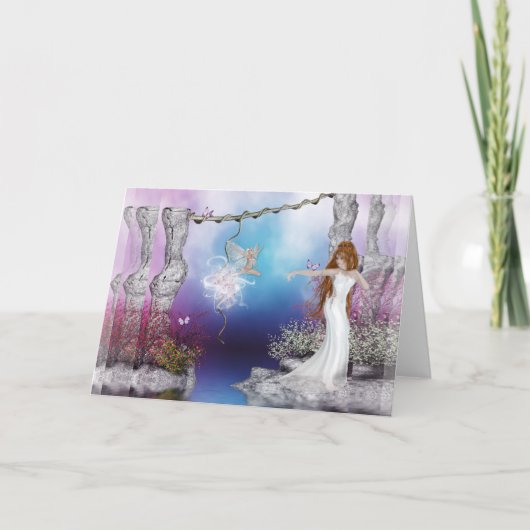 妖精の誕生ファンタジー小妖精や小人魔法- Greeting Card シーズンカード (正面)
