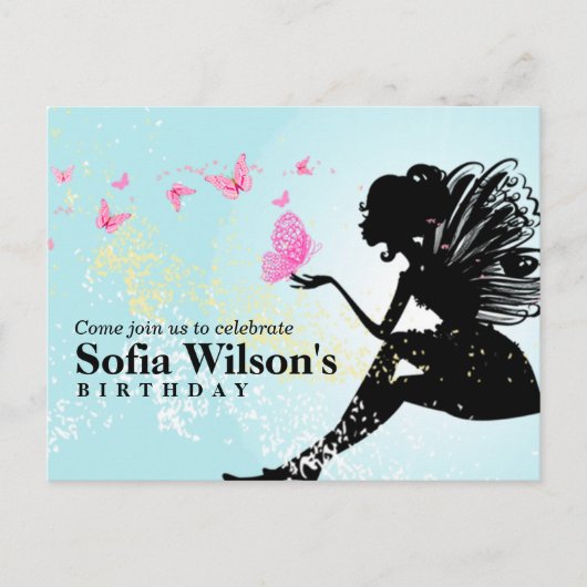 妖精の誕生日のはがきの招待状 インビテーションポストカード (正面)