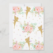 妖精の誕生日の招待状のピンクの花のお洒落 招待状 (裏面)