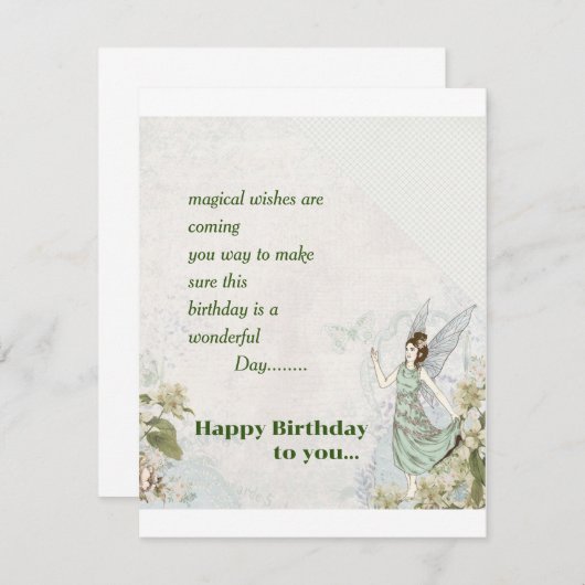 妖精の誕生日カード (正面/裏面)