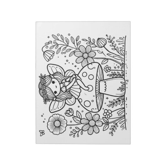 妖精の誕生日パーティーカラーリング子供へ活動 ノートパッド (回転)