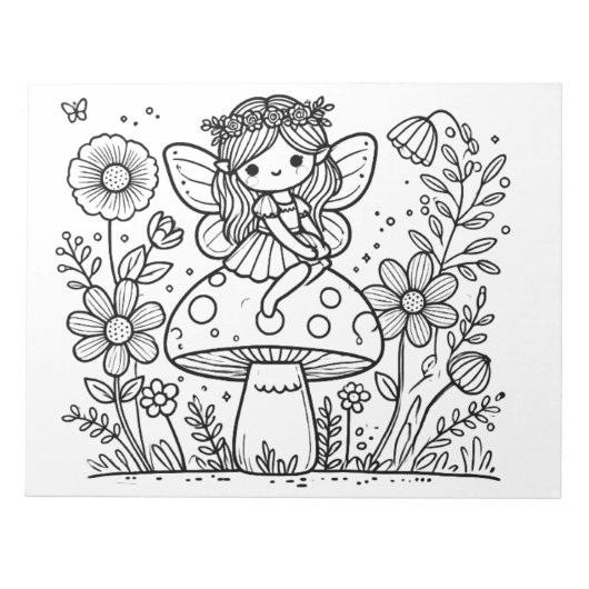 妖精の誕生日パーティーカラーリング子供へ活動 ノートパッド (正面)