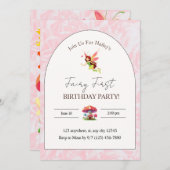 妖精の誕生日パーティーバーティカル招待状 招待状 (正面/裏面)