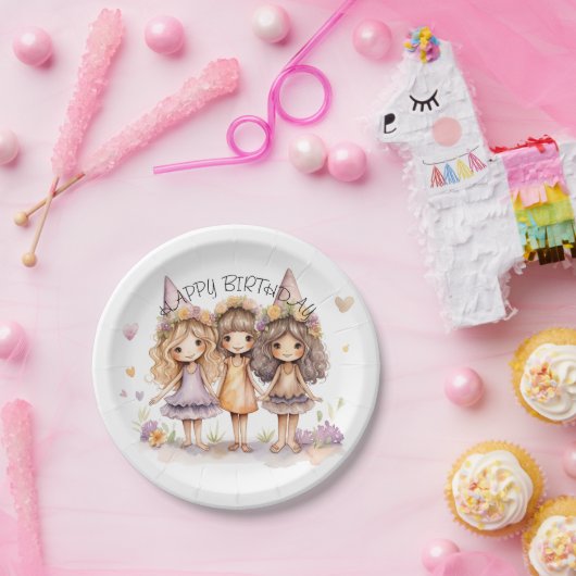 妖精の誕生日パーティープレート ペーパープレート (パーティー)