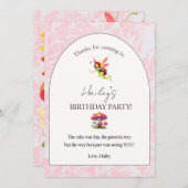 妖精の誕生日パーティー垂直サンキューカード サンキューカード (正面/裏面)