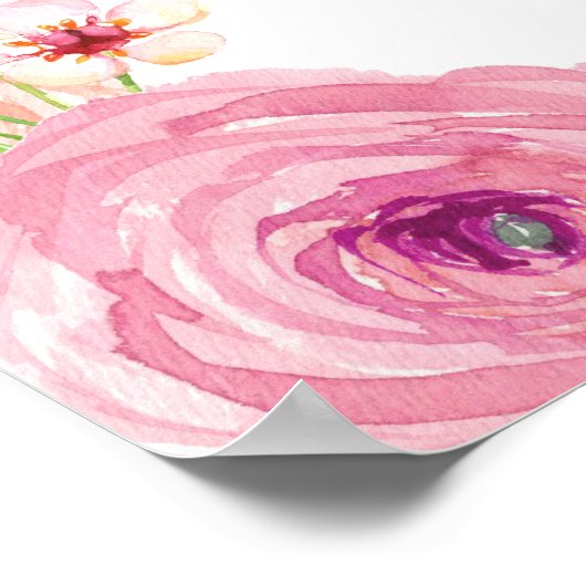 妖精の誕生日パーティー背景バナー ピンクの花 ポスター (角)