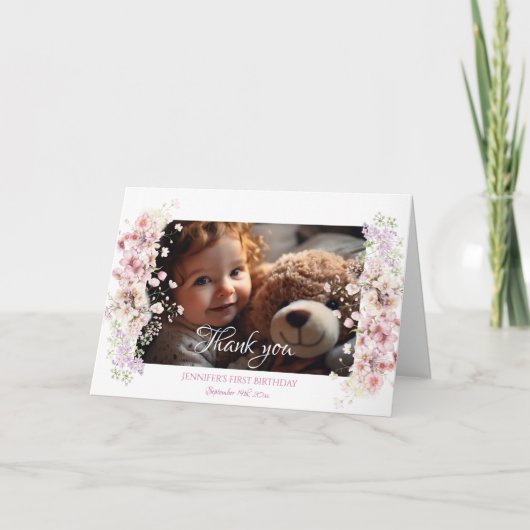 妖精の誕生日折りたたみ感謝カード サンキューカード (正面)