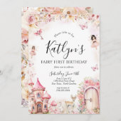 妖精の誕生日招待状、おとぎの庭の招待 招待状 (正面/裏面)