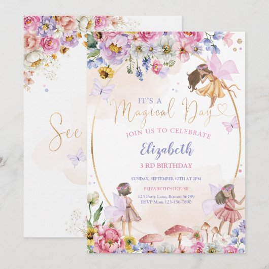 妖精の誕生日招待状 招待状 (正面/裏面)