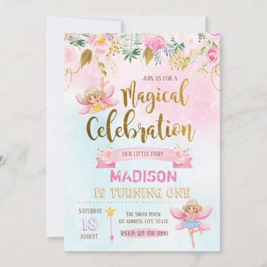 妖精の誕生日招待状 招待状 (正面)