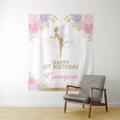 妖精の誕生日 ピンク パープル 花の パーティー 背景 タペストリー (インサイチュ)