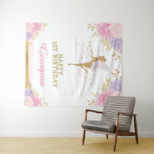 妖精の誕生日 ピンク パープル 花の パーティー 背景 タペストリー (インサイチュ(横))