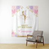 妖精の誕生日 ピンク パープル 花のParty 背景 タペストリー (インサイチュ)