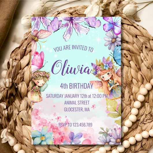 妖精の誕生日  プリンセス フェアリー 誕生日 招待状