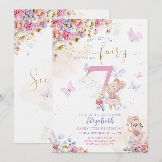 妖精の誕生日 招待状 (正面/裏面)