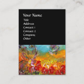 妖精の赤い花のフローラファンタジー黒 名刺 (正面)