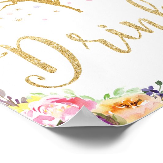 妖精の赤ちゃんシャワー飲み物の装飾サインベビーガール ポスター (角)