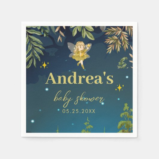 妖精の赤ちゃんシャワー魅惑的な森 スタンダードカクテルナプキン (正面)