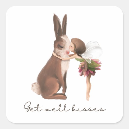 妖精の送信キスステッカー スクエアシール (正面)