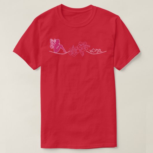 妖精の部族のアートワークTハイビスカスと妖精 Tシャツ (デザイン正面)