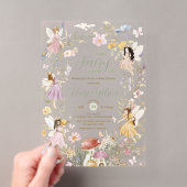 妖精の野花の花畑 ベビーシャワー アクリル招待状 (インサイチュ (ポータブル))
