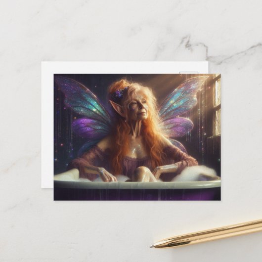 妖精の長老のバブルバスの女性 ポストカード (正面/裏面インサイチュ)