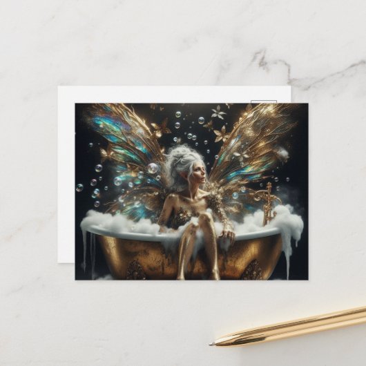 妖精の長老のバブルバスの女性 ポストカード (正面/裏面インサイチュ)