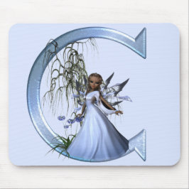 妖精の青いモノグラムC マウスパッド