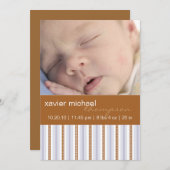 妖精の青い縞の男の赤ちゃんの写真の発表 案内状 (正面/裏面)