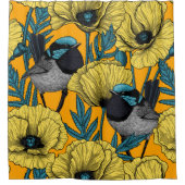 妖精の青緑色 シャワーカーテン (正面)