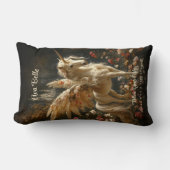 妖精の馬 ユニコーン 羽根の翼 花の木 ランバークッション (正面)