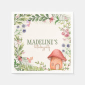 妖精の魅力森キノコの緑のフローラ スタンダードカクテルナプキン (正面)