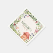 妖精の魅力森キノコの緑のフローラ スタンダードカクテルナプキン (角)