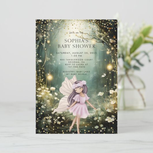 妖精の魅惑された森の赤ちゃんシャワー 招待状 (スタンド正面)