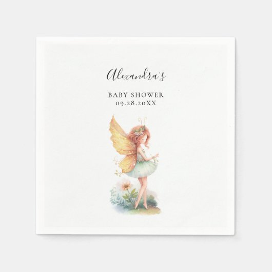 妖精の魅惑の庭キノコ赤ちゃん女の子シャワー スタンダードカクテルナプキン (正面)