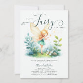 妖精の魅惑エメラルドガーデンベビーガールシャワー 招待状 (正面)