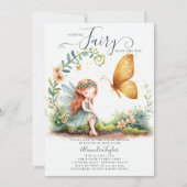 妖精の魅惑エメラルド金ゴールドかわいい赤ちゃん女の子シャワー 招待状 (正面)