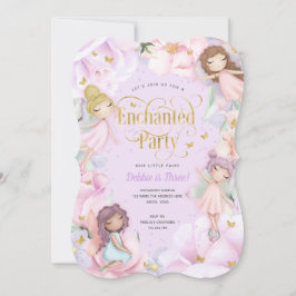 妖精の魅惑パーティー、ガーデンフラワーガール誕生日 招待状