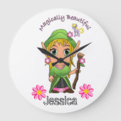 妖精の魔法のように美しいフローラ時計 ラージ壁時計 (正面)