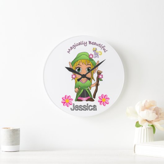 妖精の魔法のように美しいフローラ時計 ラージ壁時計 (ホーム)