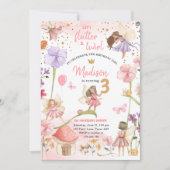 妖精の魔法の森の庭園の少女の誕生日パーティー 招待状 (正面)