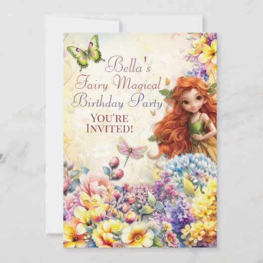 妖精の魔法の誕生日パーティーの招待 招待状 (正面)