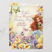 妖精の魔法の誕生日パーティーの招待 招待状 (正面/裏面)